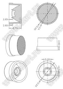 ILENS5-S15-60-NH линза для светодиода; D15*8,7мм; 60°; PMMA