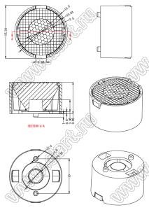 ILENS26-S14-1820-H-113M2 линза для светодиода; D15,20*10,06мм; 18*20°; PMMA