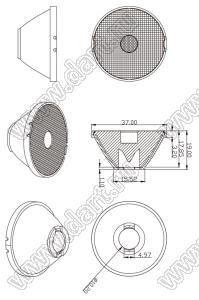 ILENS29-S35-1030-H-78M2-COB линза для светодиода; D37*19мм; 10*30°; PMMA