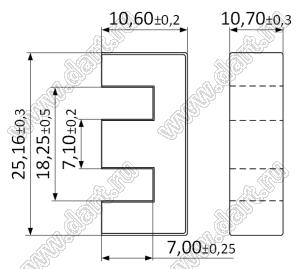 EF25-10.5-11 (K44) сердечник ферритовый; μ=2000