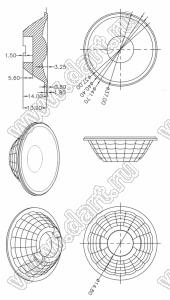 ILENS38-COB42-60-H линза для светодиода; D41,7*14,0мм; 60°; PMMA