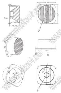 ILENS3-S20-45-NH линза для светодиода; 19,5*19,5*10,4мм; 45°; PMMA