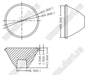 ILENS28-S20-15-H линза для светодиода; D19,6*11,5мм; 15°; PMMA