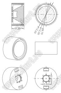 ILENS25-S12-50-H линза для светодиода; D12,0*6,0мм; 50°; PMMA