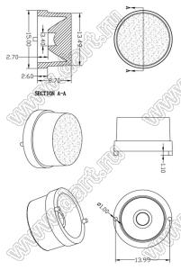 ILENS4-S15-FR30-NH линза для светодиода; D15*8,7мм; 30°; PMMA