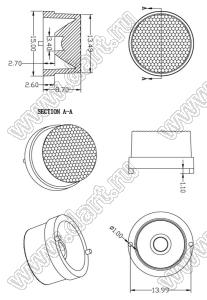 ILENS4-S15-B45-NH линза для светодиода; D15*8,7мм; 45°; PMMA