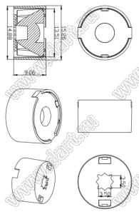 ILENS26-S14-15-H-67M2-3535 линза для светодиода; D15,20*9,06мм; 15°; PMMA