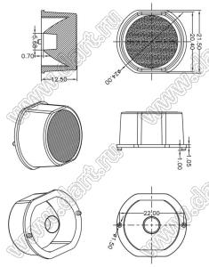 ILENS15-S24-1065-NH линза для светодиода; D24,0*12,5мм; 10*65°; PMMA