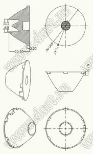 ILENS36-S50-03-H линза для светодиода; D50,0*25,5мм; 3°; PMMA