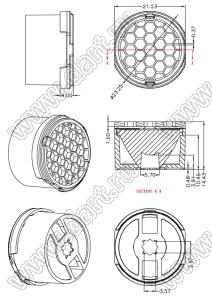 ILENS28-S20-B40-H-148M2-145M1 линза для светодиода; D23,25*11,13мм; 40°; PMMA