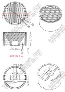 ILENS28-S20-B40-H-02M2 линза для светодиода; D21,2*12,7мм; 40°; PMMA