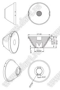 ILENS29-S35-03-H-78M2-COB линза для светодиода; D37*19мм; 3°; PMMA