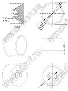 ILENS14-S23-10-NH-1 линза для светодиода; D22,5*13,8мм; 10°; PMMA