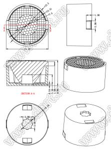 ILENS26-S14-1820-H-67M2-3030 линза для светодиода; D15,20*9,06мм; 18*20°; PMMA