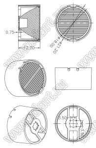 ILENS28-S20-1045-H-03M2 линза для светодиода; D21,2*12,7мм; 10*45°; PMMA