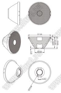 ILENS29-S35-24-H-78M2-COB линза для светодиода; D37*19мм; 24°; PMMA