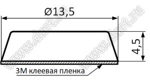 XRT1304 ножка приборная самоклещеящаяся; D=13,5мм; H=4,5мм; резина черная