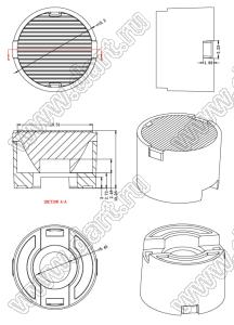 ILENS24-S14-B2065-H-37M2 линза для светодиода; D15,20*10,36мм; 20*65°; PMMA