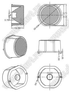 ILENS15-S24-40-NH линза для светодиода; D24,0*12,5мм; 40°; PMMA