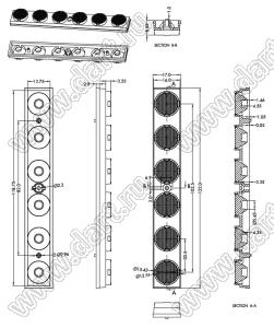 ILENS26-S14-1065-H-96M1 линза для светодиода; 112,00*17,00*8,85мм; 10*65°; PMMA