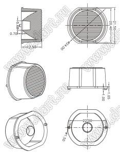 ILENS15-S24-1070-NH линза для светодиода; D24,0*12,5мм; 10*70°; PMMA