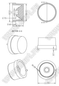 ILENS4-S15-M15-NH линза для светодиода; D15*8,7мм; 15°; PC