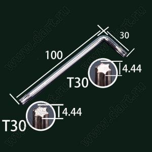 BLTORXL-T30N ключ TORX двухсторонний угловой (Г-образный); без отверстия; A=100мм; сталь