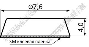 XRT7604 ножка приборная самоклещеящаяся; D=7,6мм; H=4мм; резина черная
