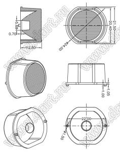 ILENS15-S24-1030-NH линза для светодиода; D24,0*12,5мм; 10*30°; PMMA