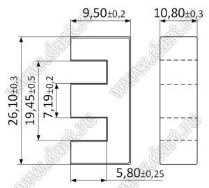 EE26-9.5-11 (K44) сердечник ферритовый; μ=2000