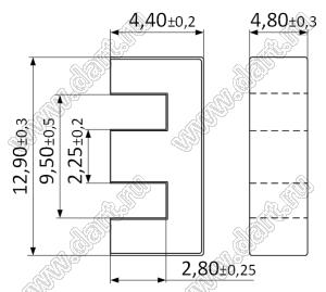 EE12.5 (K44) сердечник ферритовый; μ=800