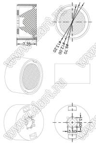 ILENS25-S12-68-H линза для светодиода; D12,0*6,0мм; 68°; PMMA