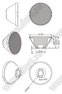 ILENS29-S35-60-H-78M2-COB линза для светодиода; D37*19мм; 60°; PMMA