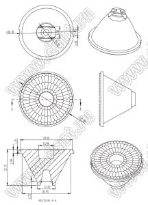 ILENS545-S42-B15-NH-1 линза для светодиода; D41,90*27,37мм; 15°; PMMA