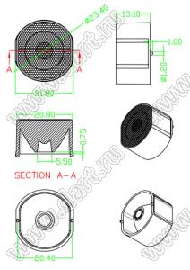 ILENS724-S23-B11-NH-RGBW3535 линза для светодиода; D23,4*13,1мм; 11°; PC