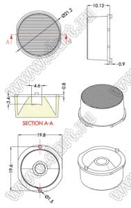 ILENS88-S20-1030-NH линза для светодиода; D21,2*10,12мм; 10*30°; PMMA/PC