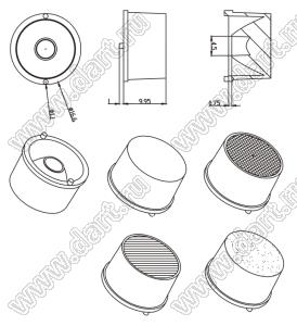 ILENS216-S17-XX-NH линза для светодиода; D16*10мм; 10°, 15°, 25°, 30°, 45°, 90°, 10*45°, 15*60°, 20*40°; PC