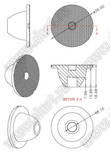 ILENS647-S35-B60-H-78M2-XML линза для светодиода; D35,00*18,48мм; 60°; PMMA