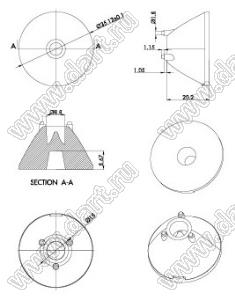 ILENS850-S35-M03-H линза для светодиода; D35,12*22,40мм; 3°; PMMA