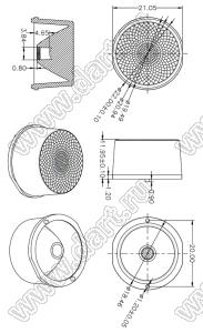 ILENS480-S22-12-NH линза для светодиода; D22,00*11,95мм; 12°; PMMA