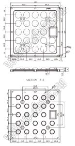 ILENS535-R120120-150-24H1-NH-S линза для светодиода; 120*120*9мм; 150°; PC