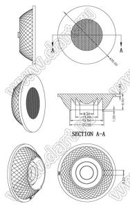 ILENS602-COB35-36-H линза для светодиода; D35*10,5мм; 36°; PMMA