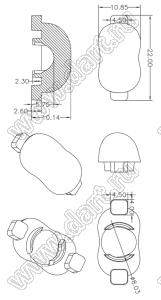 ILENS77-R2211-PG60145-NH линза для светодиода; 22,0*10,8*10,1мм; 60*145°, Asymmetric; PC