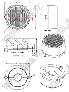 ILENS757-S16-B30-NH линза для светодиода; D16,52*8,01мм; 30°; PC