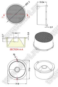 ILENS88-S20-B10-NH линза для светодиода; D21,2x10,04мм; 10°; PMMA/PC