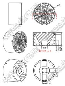 ILENS585-S20-B12-H-03M2 линза для светодиода; D19,50*11,76мм; 12°; PMMA