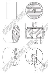 ILENS121-S31-0640-NH-97M1-LM-RGBW линза для светодиода; D30,81*18,05мм; 6*40°; PMMA