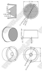 ILENS480-S22-30-NH линза для светодиода; D22,00*11,95мм; 30°; PMMA