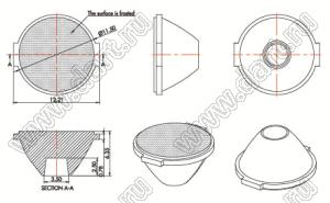 ILENS705-S13-FR15-H линза для светодиода; D12,8*7,5/8,4мм; 15°; PMMA