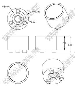 ILENS210-S11-M30-H-1 линза для светодиода; D10,8*8,6мм; 30°; PMMA